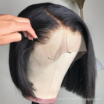 Cheap Raw Indian Virgin Human Hair Hd Full Lace Forntal Bob Wigs Natural Human Hair Transparent Lace Front Wig For Black Women